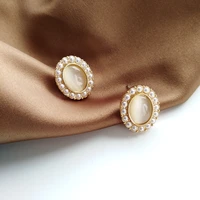 s925 silver needle elegant earrings simple geometric oval earrings