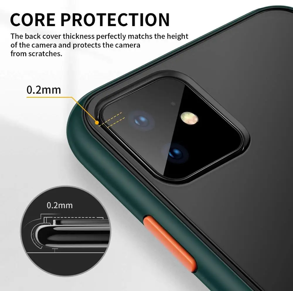 Translucent Matte Hard PC Back Cover and Soft TPU Edges Protective Case for iPhone 11 Pro Max X XS 8 7 6 s PlusPro |