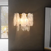 Modern wall lamp smoke textured glass adorns luxury living room hotel lighting