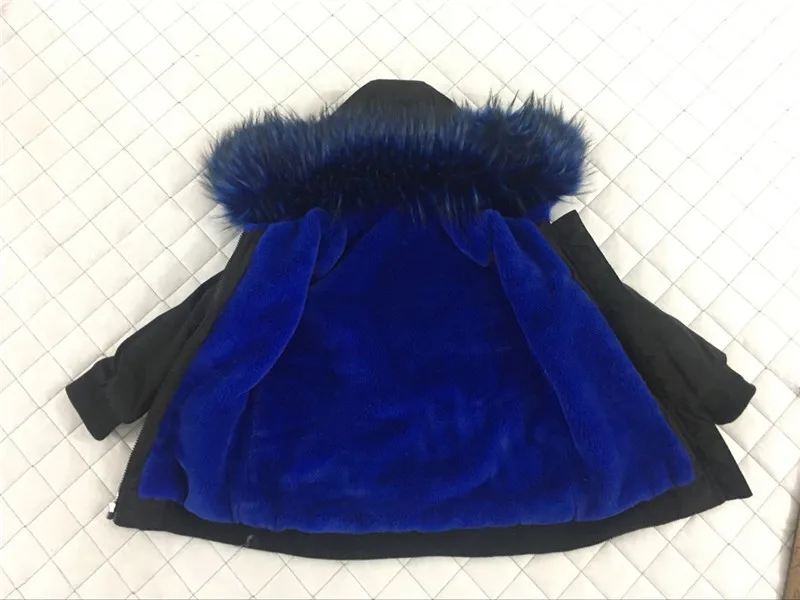 H0939 black and blue Зима, пальто и куртки для девочек детское пальто с искусственным мехом для маленьких девочек, детская верхняя одежда для девочек, теплое пальто H0939 - Цвет: H0939 black and blue