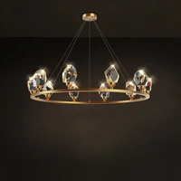led postmodern round crystal chandelier designer lustre suspension luminaire for dinning room diamond chandelier