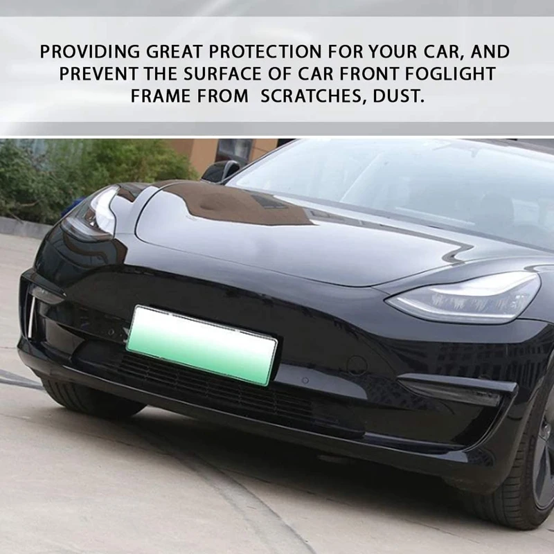 

Bright Black Front Blade Trim for Tesla Model 3 2017-2020 Front Bumper Lip Separator Fog Light Trim