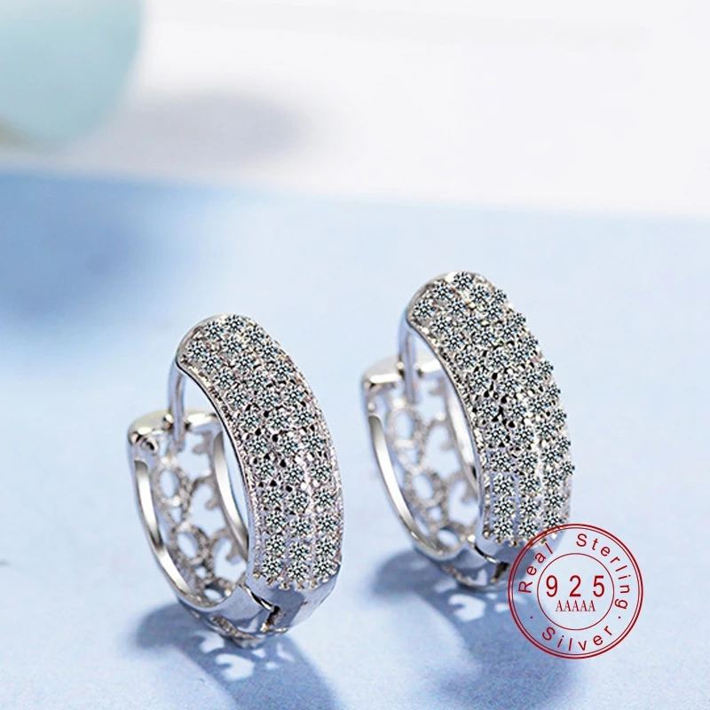 Роскошные серьги гвоздики из натурального серебра маленькие круглые AAA + с