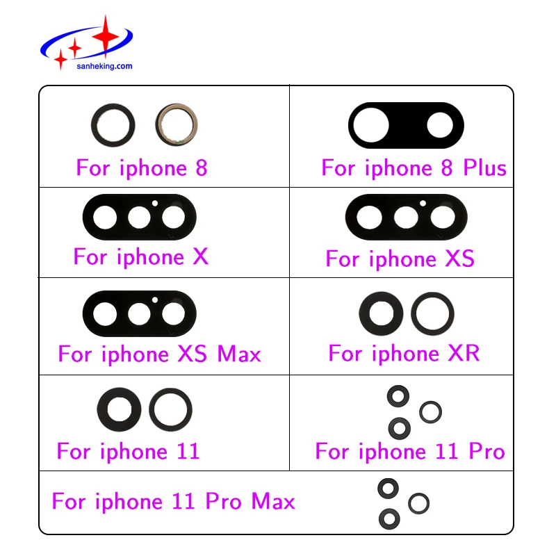 

Back Rear Camera Glass Lens Ring Cover For iPhone X XS 11 Pro Max 8 Plus Cracked Back Camera Lens Repair Replacement Parts