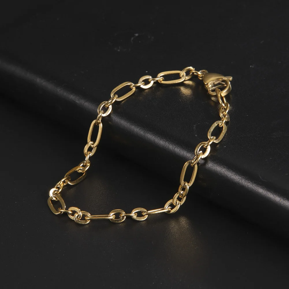 Likegreat нержавеющая сталь звено цепи браслет цвета: золотистый серебристый Цвет Коренастый КУБИНСКИЙ