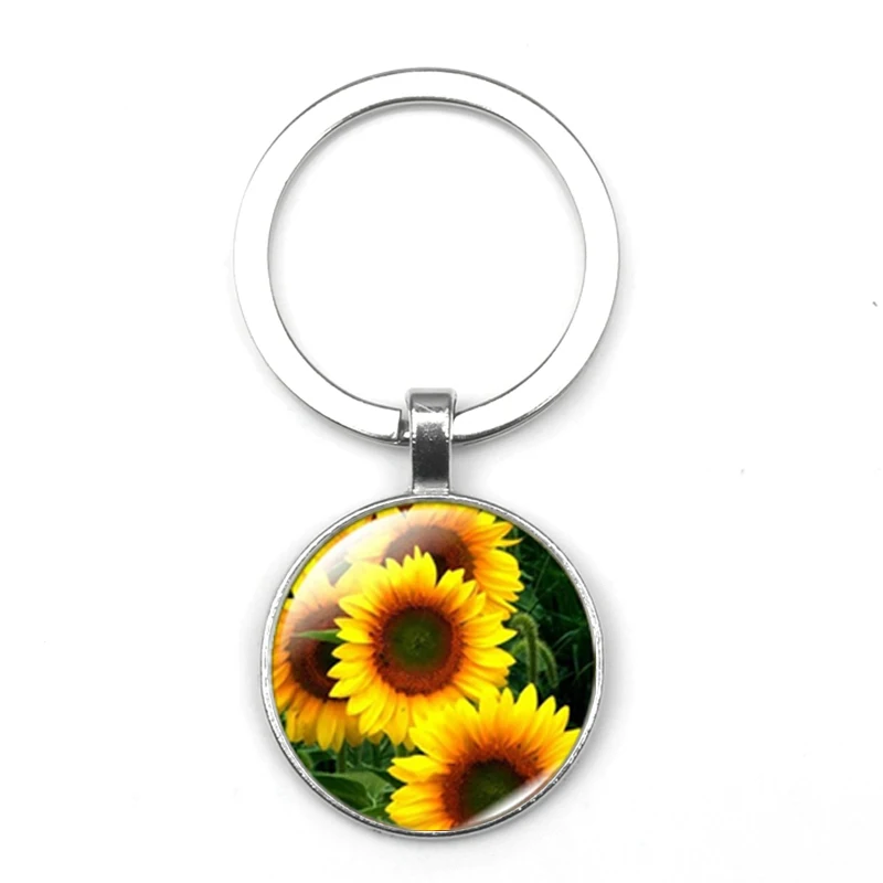 Новинка креативная масляная живопись Подсолнух выпуклый брелок из сплава