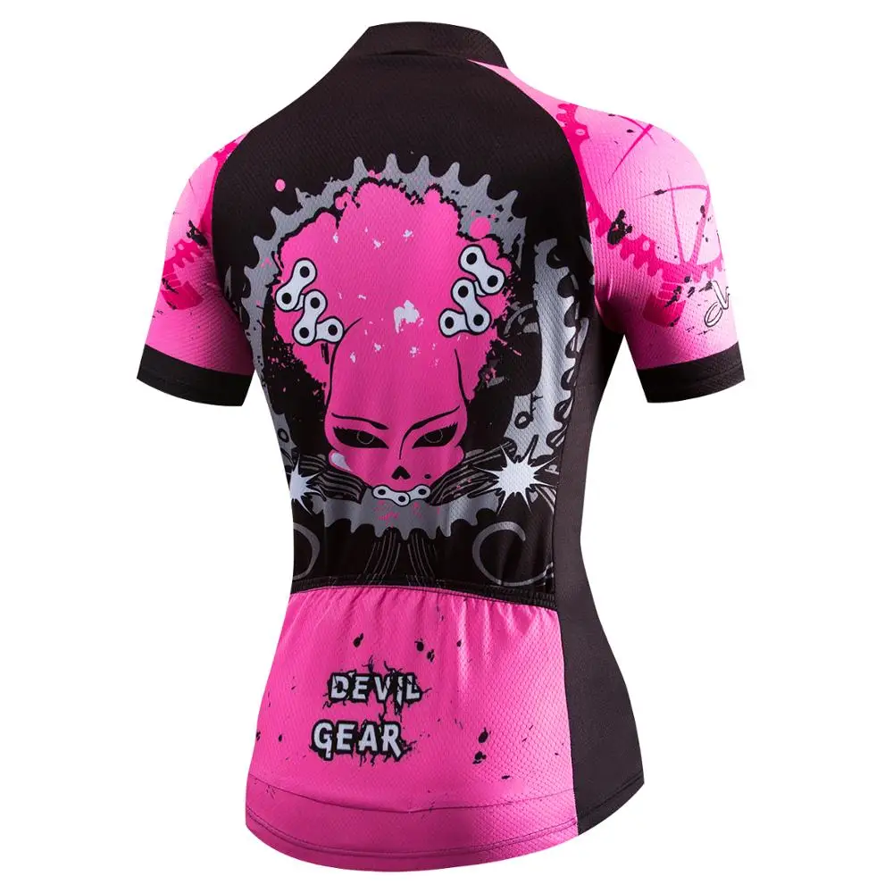 Женская велосипедная майка с черепом розовая футболка для горных и шоссейных