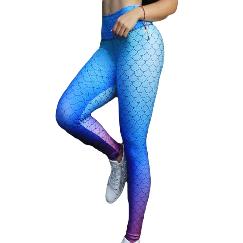 

Леггинсы женские с эффектом пуш-ап, модные пикантные штаны для фитнеса, облегающие брюки с 3d-цифровым принтом в виде русалки и рыбьей чешуи