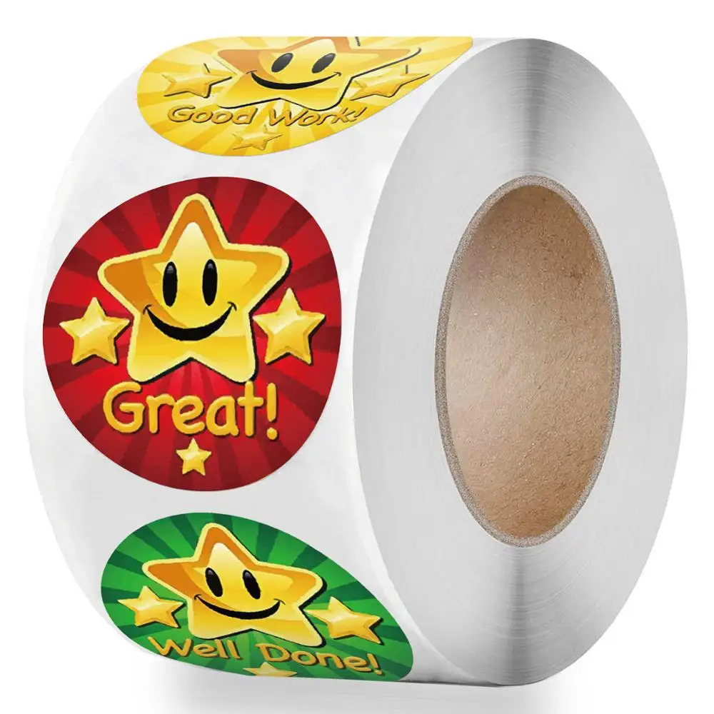 

500pcs Children Reward Stickers Creative School Supplies Reward Cute Star Sticker 2.5cm Circle Kids Toy Stickers