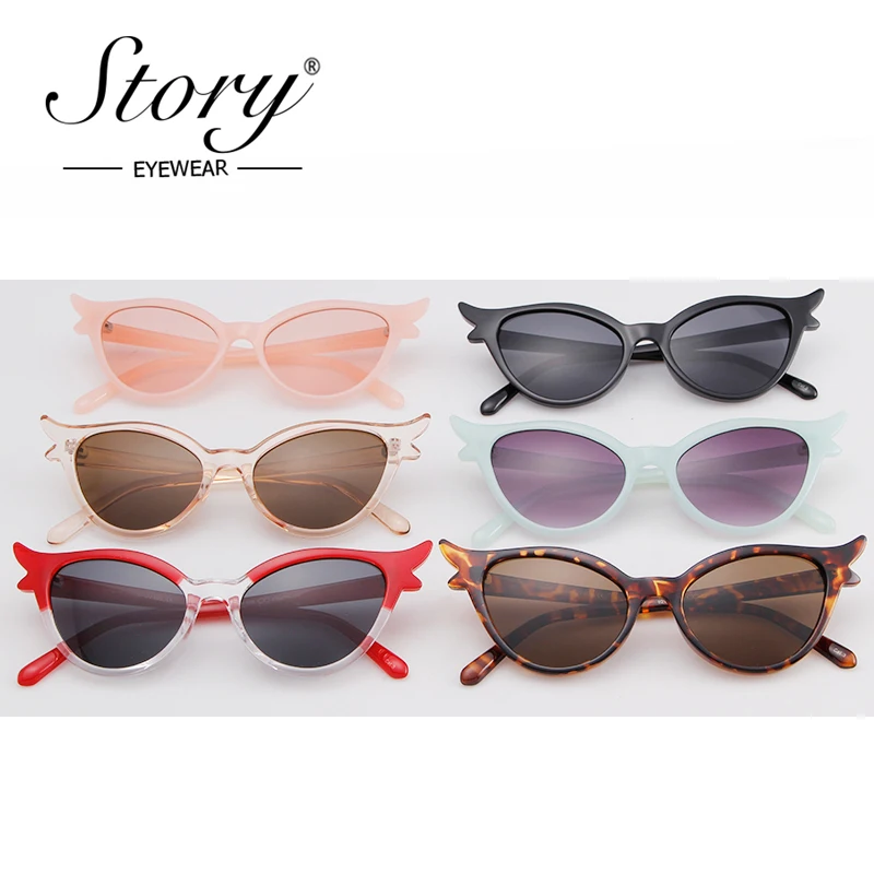 История 2018 черные солнцезащитные очки кошачий глаз Новые модные брендовые