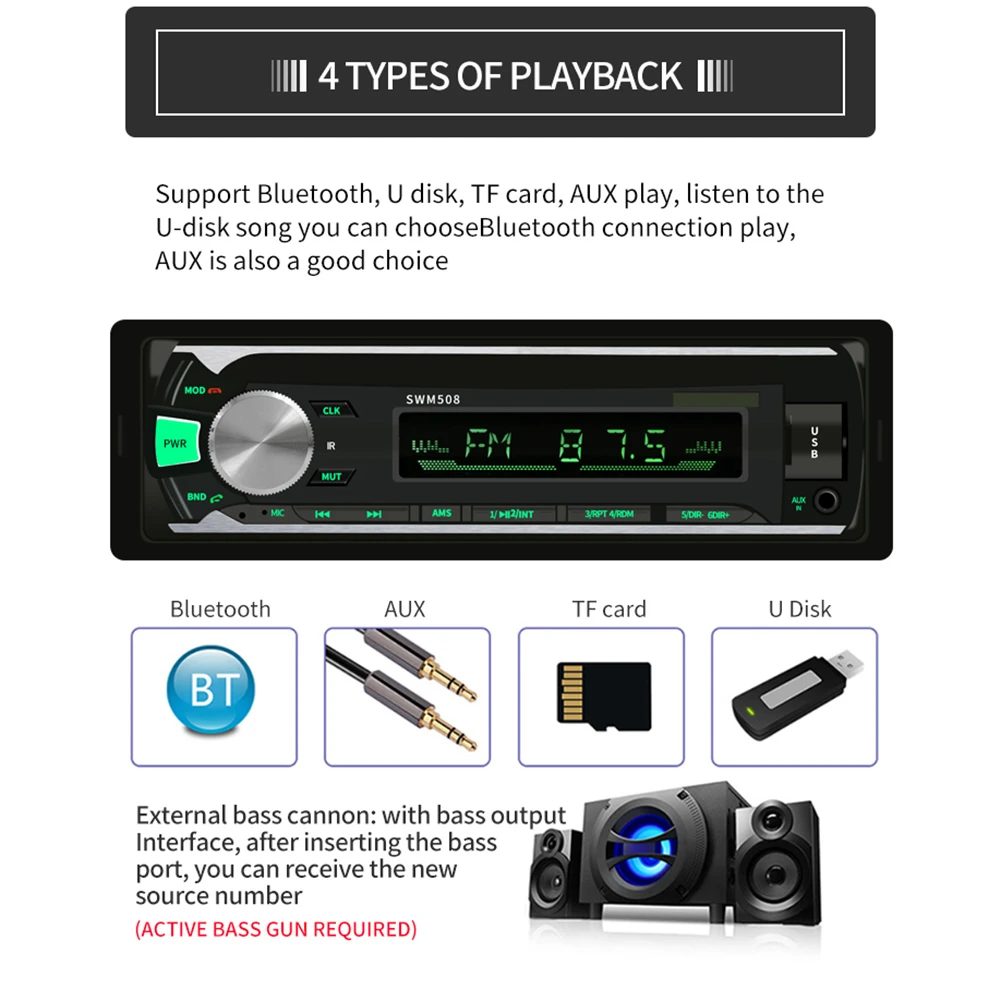 Автомагнитола 1 Din mp3 плеер Bluetooth стерео USB FM радио аудио MP3 с поддержкой