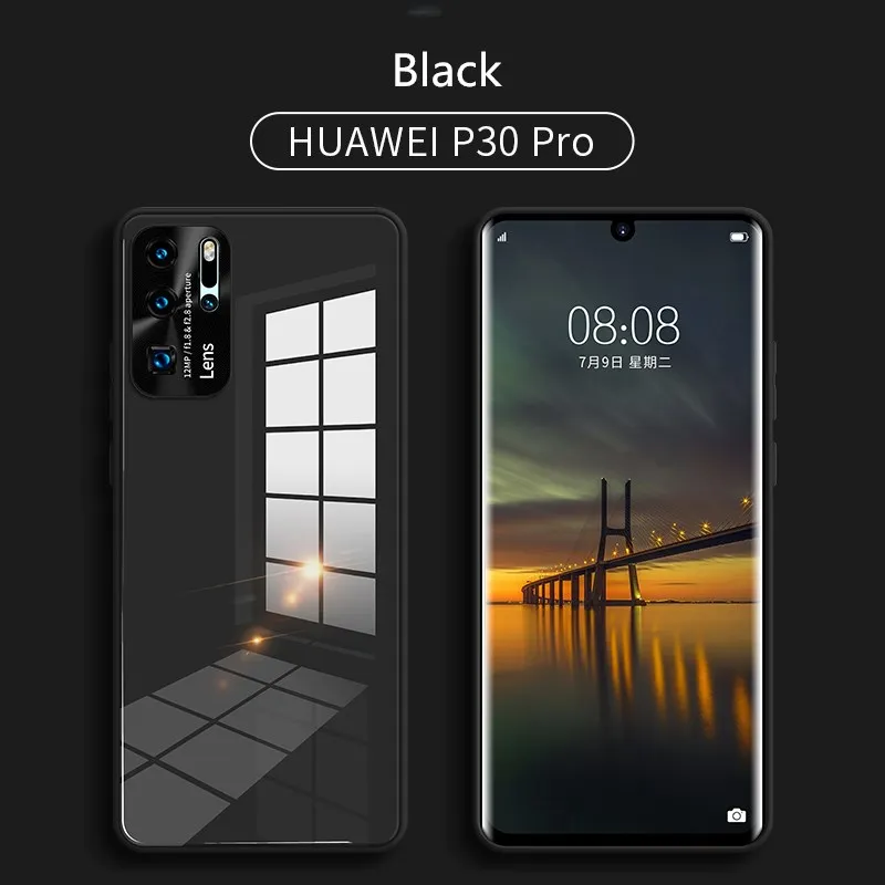 Original Liquid Tempered Glass Case For HuaWei P30 Pro P40 Pro Mate 30 Pro Nova 7 SE Pro Cover Metal Lens Protection Glass Case