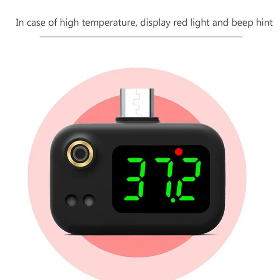 USB Smart Thermometer LED Display Mini Mobile Phone Thermometer Non-contact Infrared Thermometer with Type-C Joint for Phones
