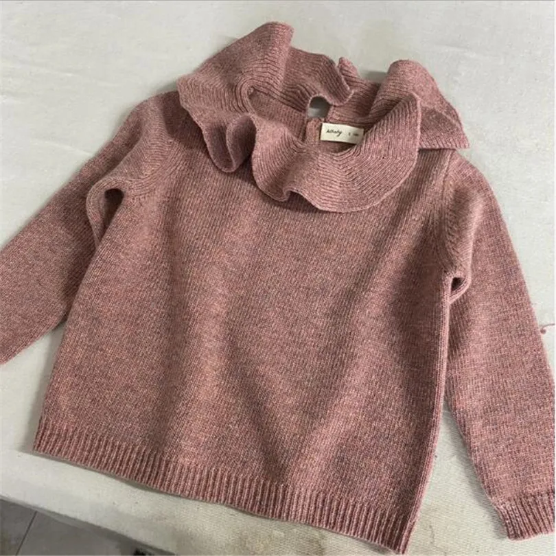 

Kids Sweaters For Girl Spring Ruffle Colar Princess Baby Girls Pullover Sweater Wool Cashmere Girl Knitwear Tops Toddler Sweater