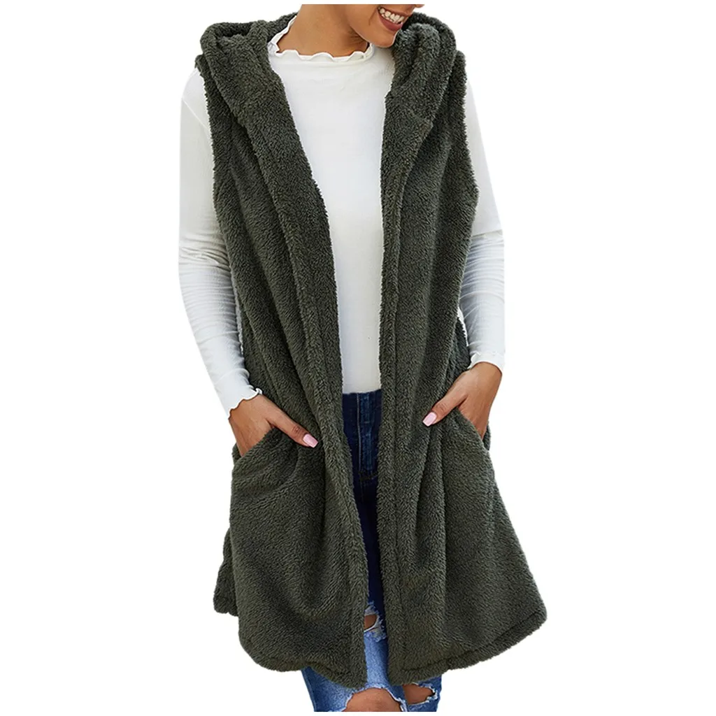 Женский жилет зимняя теплая толстовка без рукавов верхняя одежда повседневное