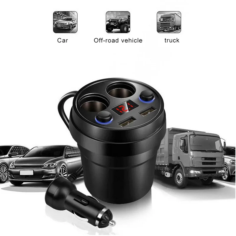 Автомобильной розетки чашка сплиттера автомобильного прикуривателя с 2 портами