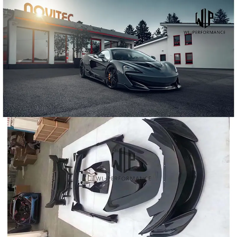 600LT Стиль углеродного волокна передний задний бампер боковые юбки спойлер капот