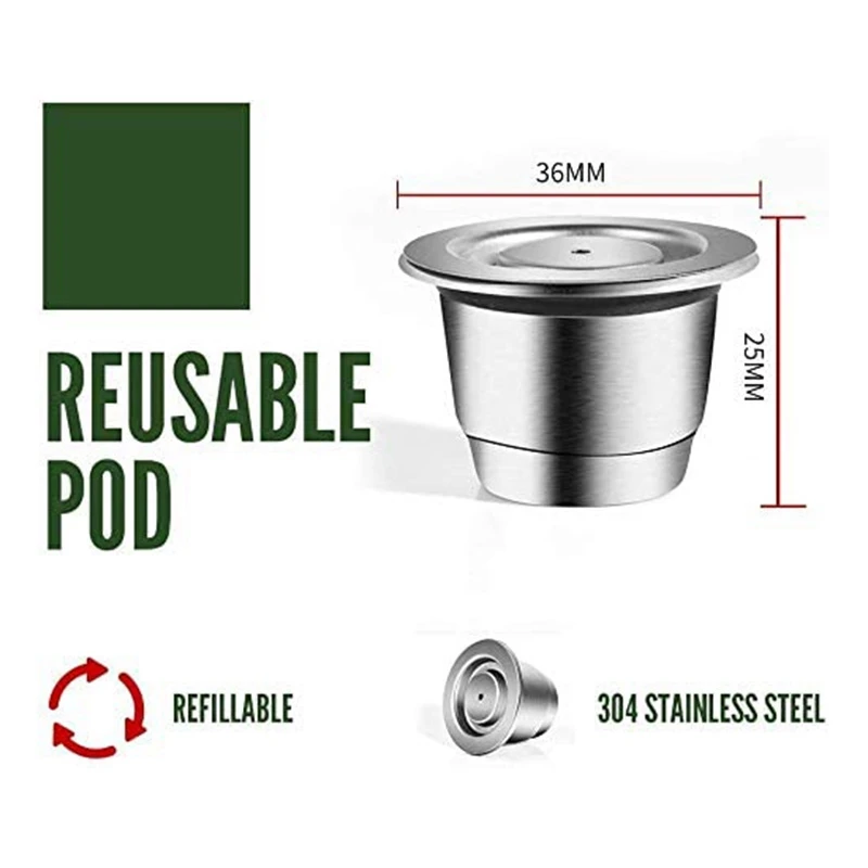 

Refillable Coffee Espresso Capsules, Reusable Coffee Pods Compatible for Nespresso Line Brewers 4Y Crema New