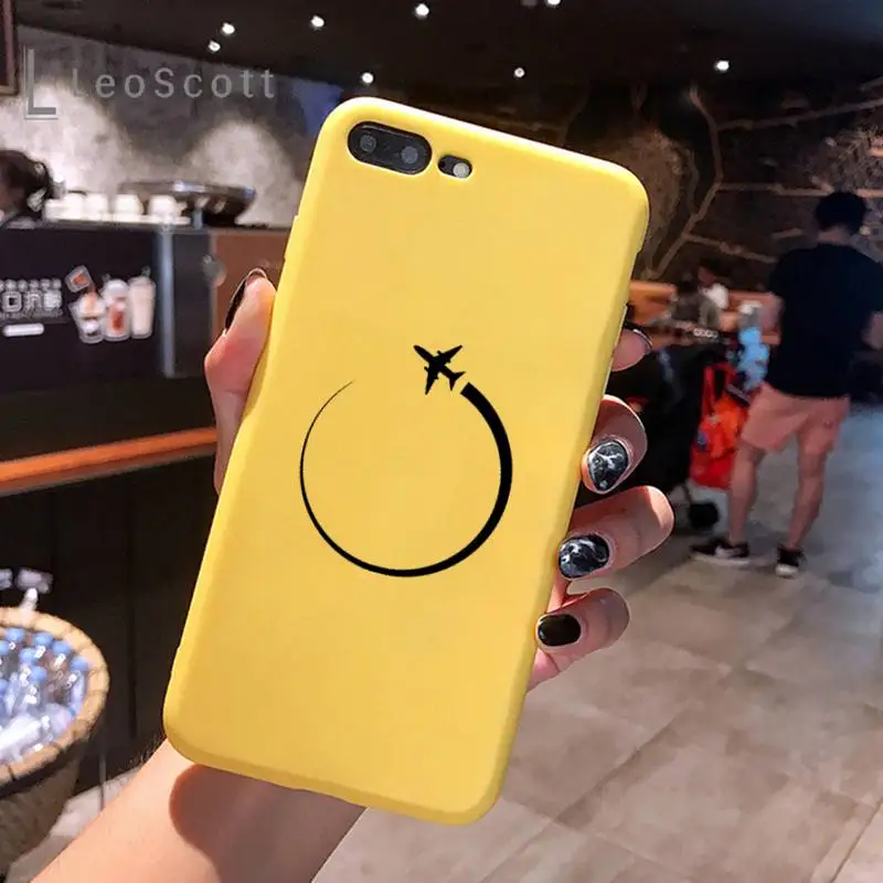 

World Map Travel Phone Case Yellow Candy Color for iPhone 6 7 8 11 12 s mini pro X XS XR MAX Plus