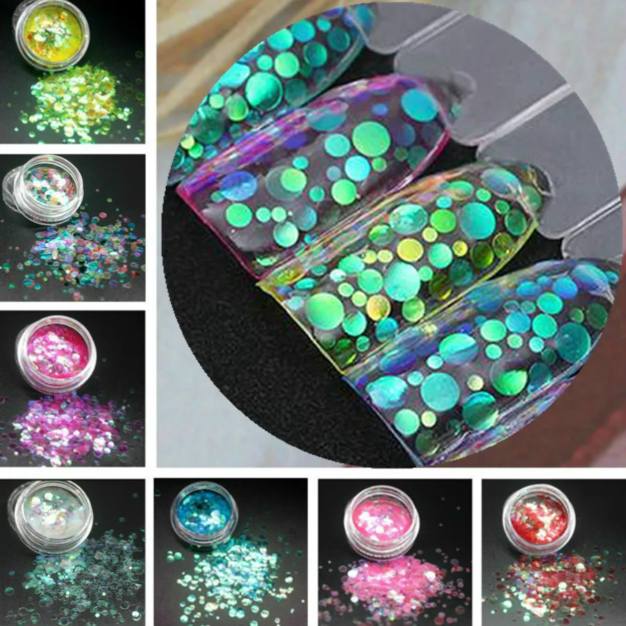 1 коробка 12 цветов круглые ультратонкие блестки цветной яркий лак для ногтей