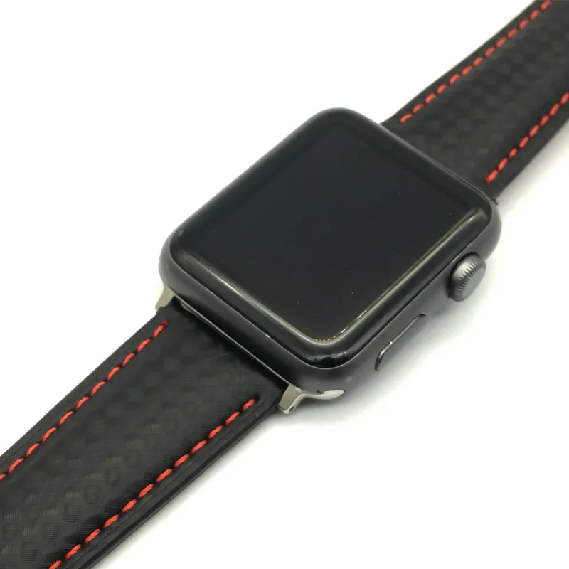 Ремешок AKGLEADER из углеродного волокна и натуральной кожи для часов Apple Watch Series 4 5 40 мм 44 мм серия 3 2 браслет на запястье 38 мм 42 мм