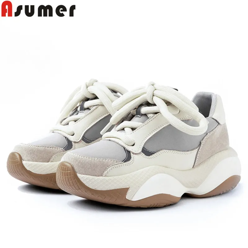 ASUMER/Размеры 35 40 Новые Модные женские повседневные кроссовки на плоской подошве