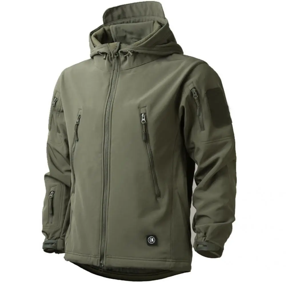 

Fall Cool Fleece Men Jacket Draw String Sports Coat Windproof for Sports