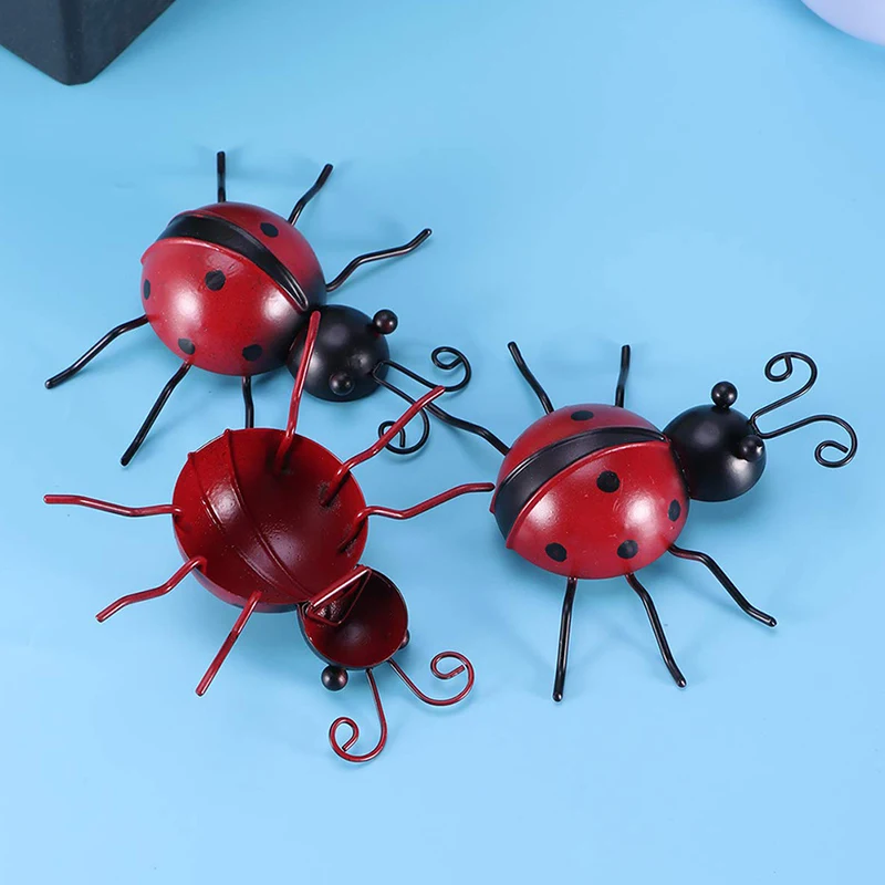 

3 Pcs Iron Ladybug Metal Wall Hanging Art Decorations Ornament for Home Garden @M23