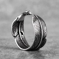 indian eagle feathers stainless steel mens rings unique punk hip hop cool for male boyfriend jewelry creativity gift wholesale