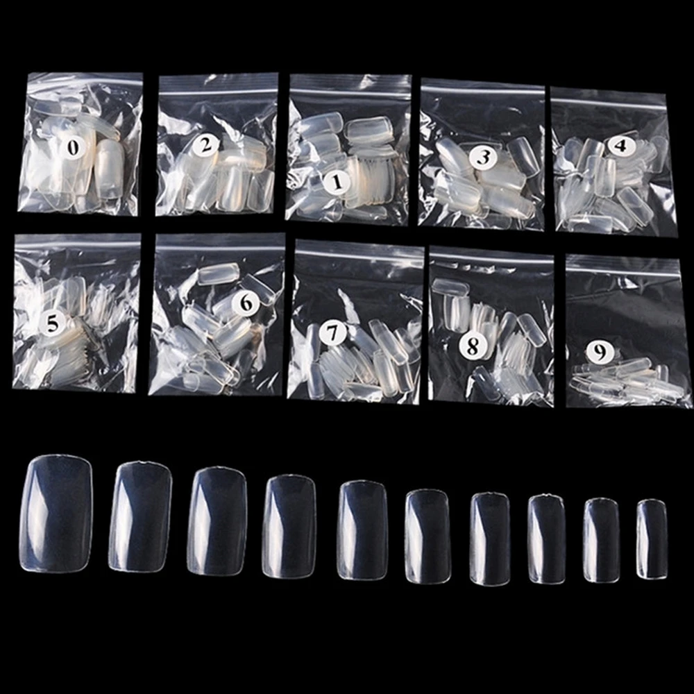 500 clear full tips Накладные ногти 500 шт натуральные капсульные прозрачные накладные ногти накладные маникюрные акриловые съемные французские накладные ногти - Цвет: 500 clear full tips