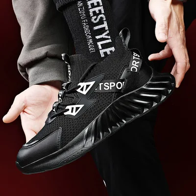 

2021 Men Vulcanize Shoes Breathable Air Mesh Casual Non-slip Flats Shoes Sport Men Light Sneakers Lace Up Walking Trainers 39-46