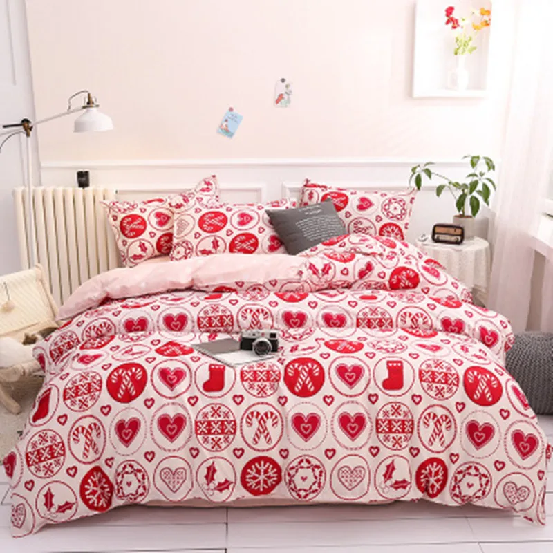 4pcs Bedding Set Christmas Snowflake Unicorn Elk Printed Bed Linings Duvet Cover Sheet Pillowcases Dropshipping | Дом и сад