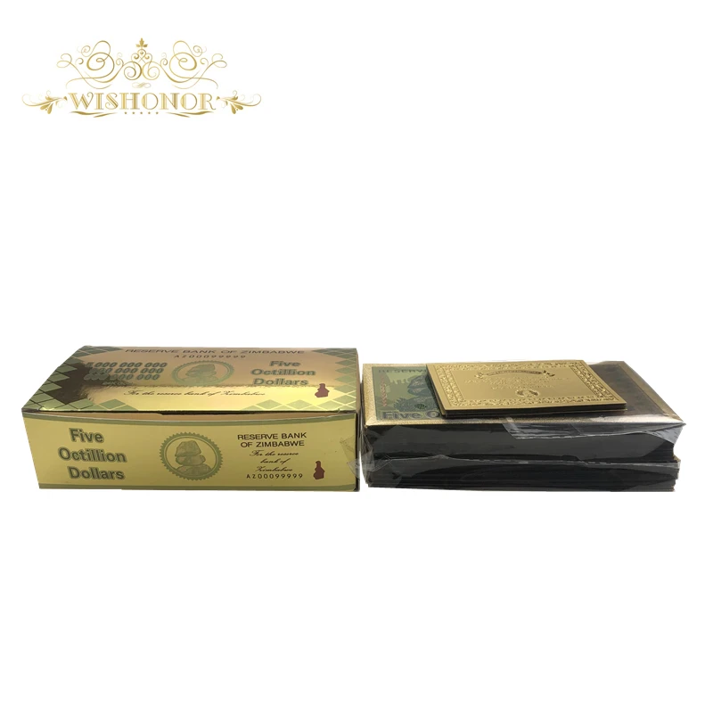 100 шт./кор. Зимбабве банкноты пятью восемь долларов в 24 каратным золотом