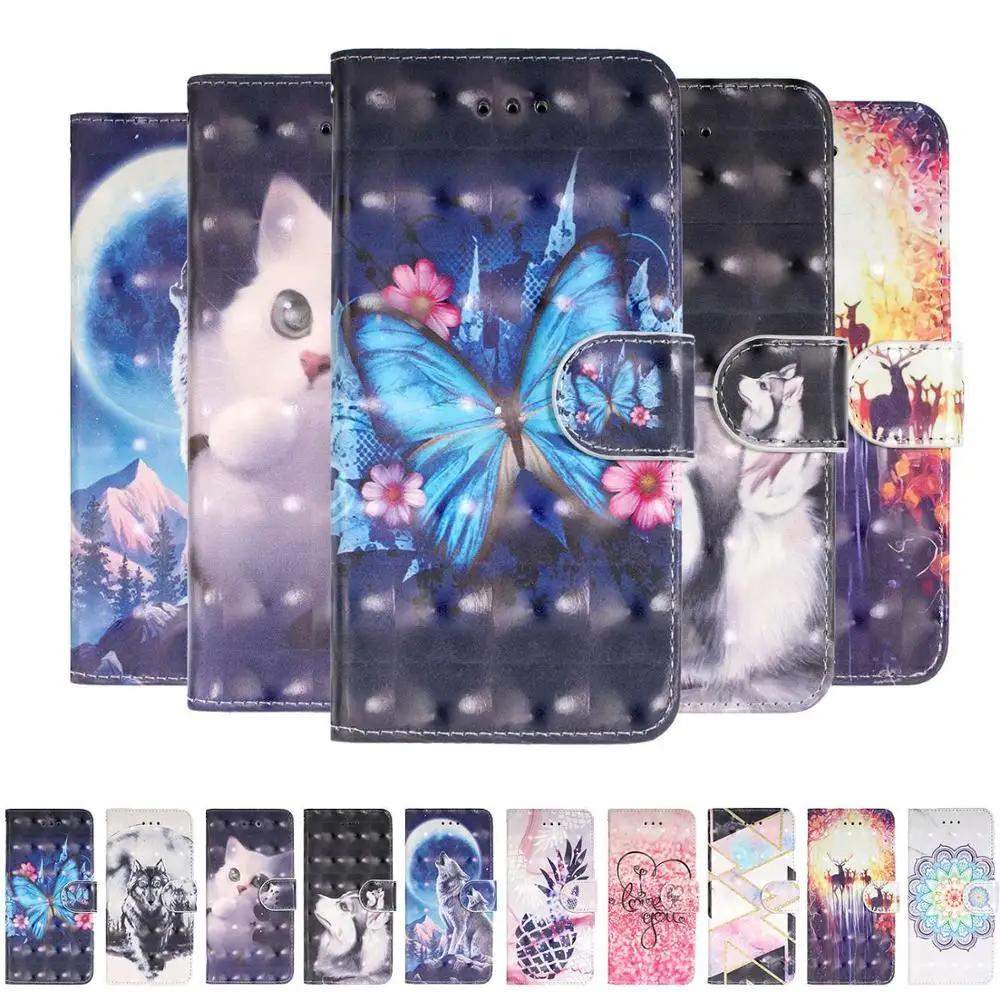 Роскошный 3D окрашенный Кот Волк флип-чехол для телефона Redmi 6 Pro Note 7 Y3 кошелек fone