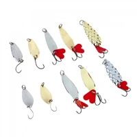 10pcslot metal fishing sequin lures gold and silver spoons baits for bass culter opsariichthys bidens
