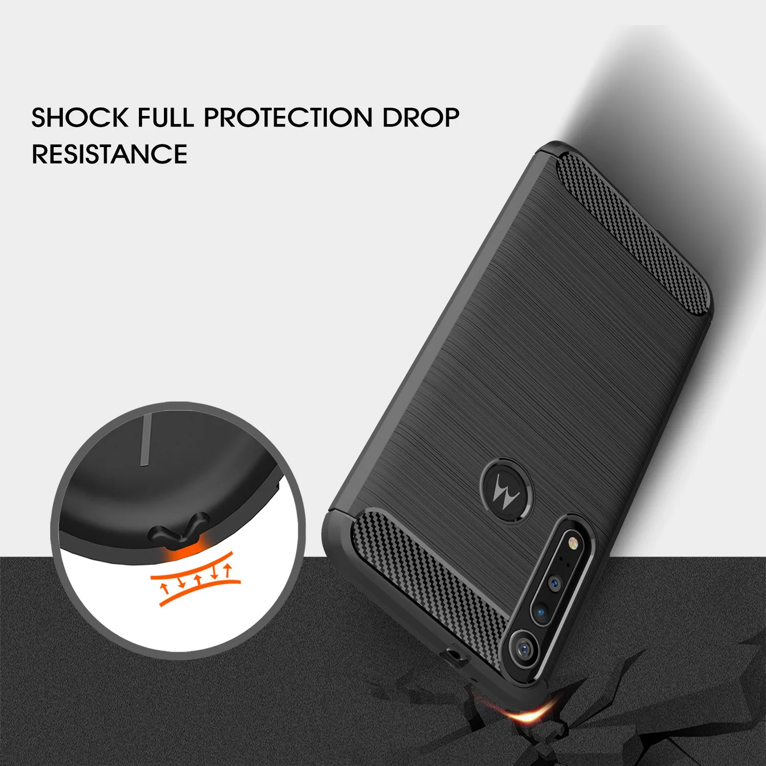 For Motorola Moto G8 Plus Case Carbon Fibre Rugged Armor Shockproof Soft Rubber Silicone Phone Back Cover | Мобильные телефоны и