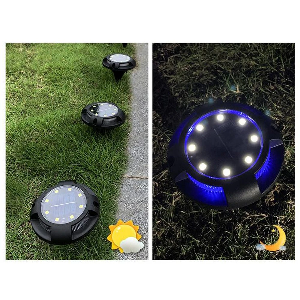 

4pcs New Solar Outdoor Underground Lights Led Waterproof Lawn 8 Blue Lights Villa Corridor Corridor Courtyard Landscape Lighting
