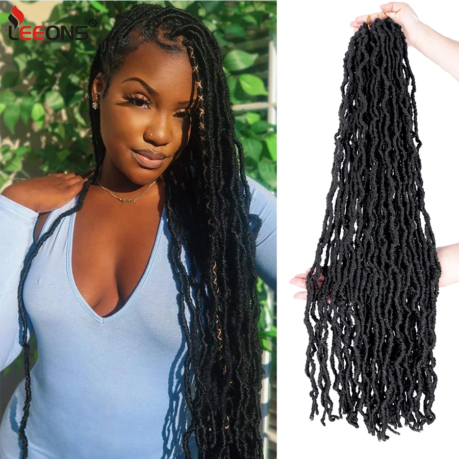 

36Inch Faux Locs Black Brown Synthetic Braiding Hair Goddess Crochet Hairs Nu Locs Ombre Extensions Soft Dreadlocks For Women