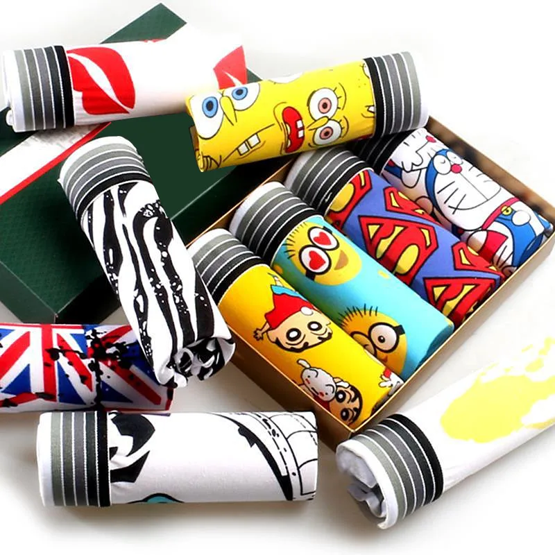 Мужские трусы с мультяшным принтом шелковое Мужское нижнее белье мужские