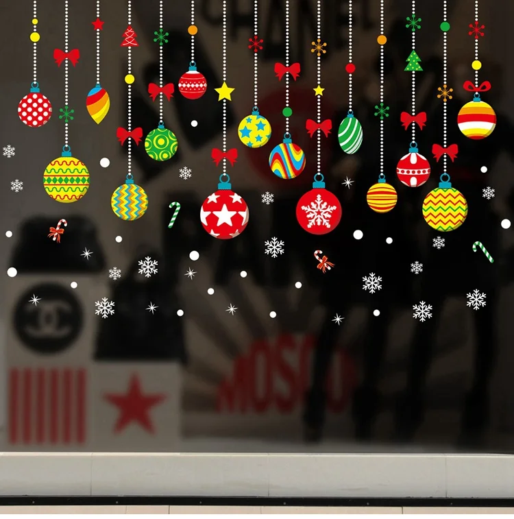 Window Sticker U Рождественская гирлянда, наклейки на окна, настенные рождественские украшения для дома, Рождественский Декор, Санта Клаус, счастливый год - Цвет: Window Sticker U