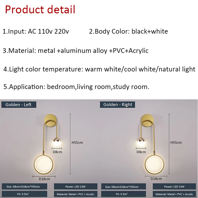 

Modern Led Wall Lamp Creative Sconce Wall Light for Bedroom Bedside Light Living room Dining room Kitchen Wall Led Light Lustres