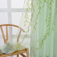 2021 luxury european tulle curtains for living room bedroom kitchen green leaf sheer curtains for window tulle curtains drapes