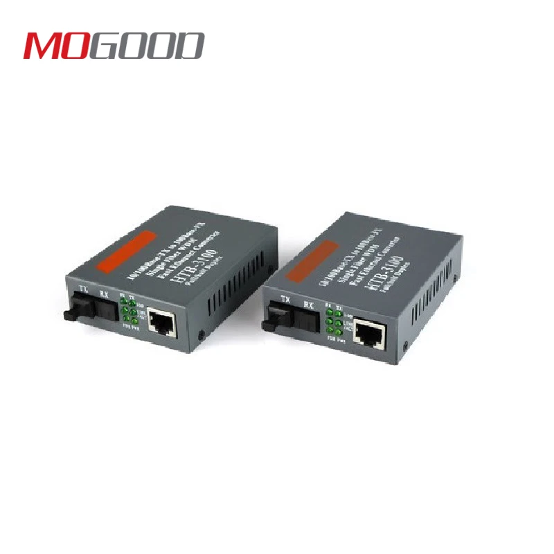 MoGood 10 м/100 м Одномодовый волоконно-оптический медиаконвертер SC порт 25 км, RJ45, HTB-3100AB