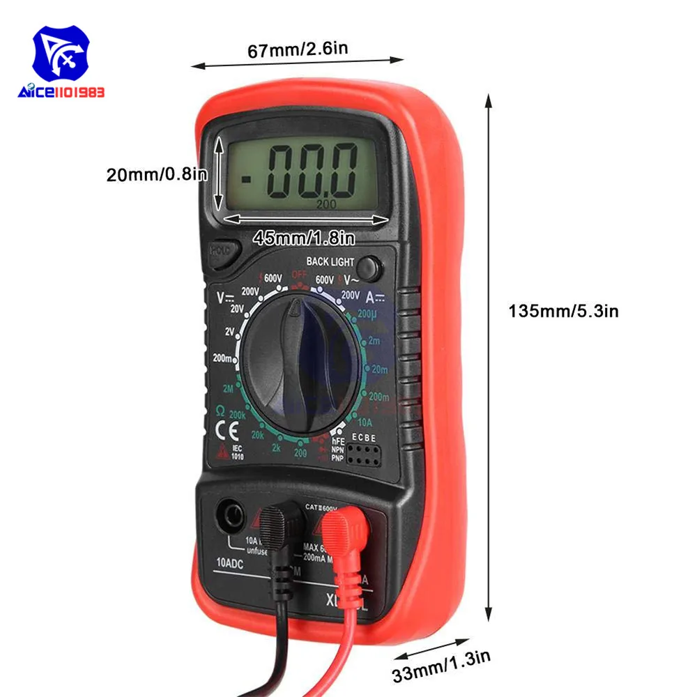Портативный мультиметр diymore XL830L с ЖК дисплеем и подсветкой вольтметр амперметр