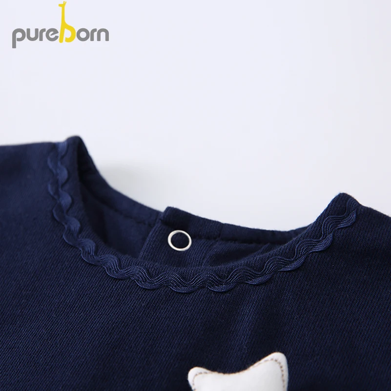 Платье для новорожденных девочек Pureborn хлопковое шифоновое платье с длинным