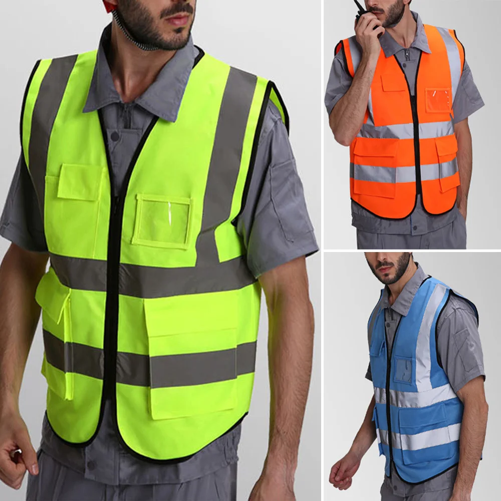 

High Visibility Reflective Vest Zipper Front Safety Vest With Reflective Strips Construction Workwear Safety Reflective Vest 1pc
