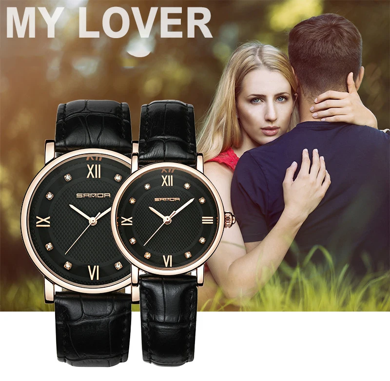 Couple Watch Simple Dial Quartz Watches For Men Women Lovers Crystal Diamond Minimalist Leather Wristwatch Male Female Reloj