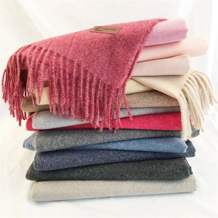 Brand Designer Winter Cashmere Scarf For Women Unisex Wool Scarf Pashmina Solid Color Tassels Ladies Stole Wrap Men Scarves