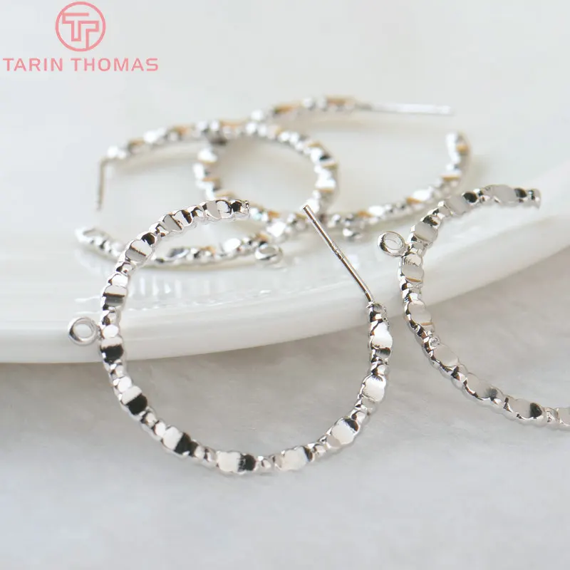 Латунные квадратные серьги петли из проволоки 6 шт. диаметр 30 мм 24 К золотого