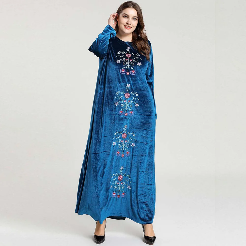 Зимние платья бархатные Дубай абайя кимоно мусульманское длинное платье кафтан s